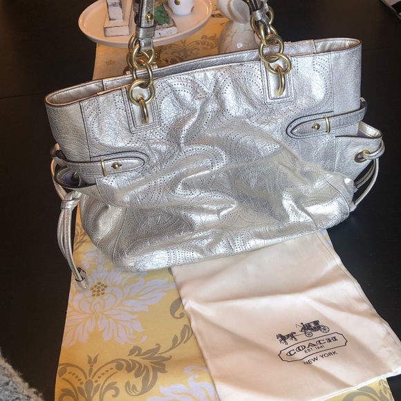 Coach Handbags - Gold Metallic Coach Satchel